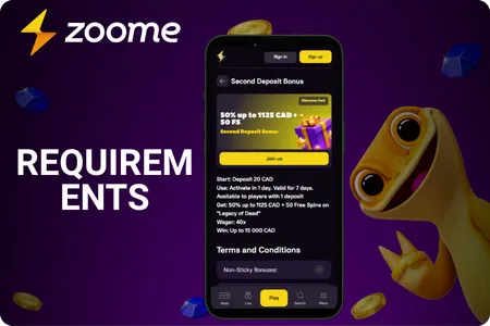 Zoome Casino Wagering Requirements in the App
