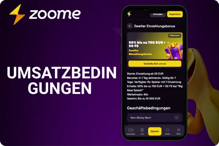 Zoome Casino Umsatzbedingungen in der App